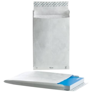 Buste a sacco con soffietti e strip Bianche 30,5x40,6x5 cm Tyvek formato E4 - 55 g/m² (conf.100)-0
