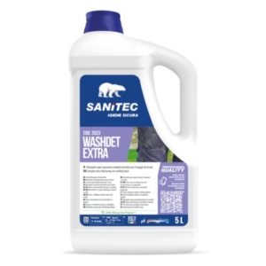 Detergente super sgrassante completo enzimatico per il lavaggio dei tessuti Washdet Extra Sanitec 5 L / 5,2 Kg-0