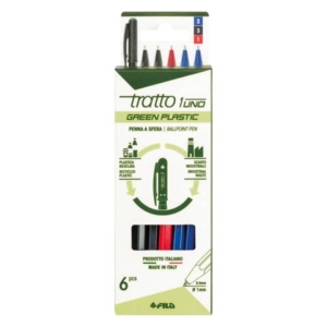Penna a sfera Tratto 1 Green Plastic - in 3 colori assortiti - F04010000 (conf.6)-0
