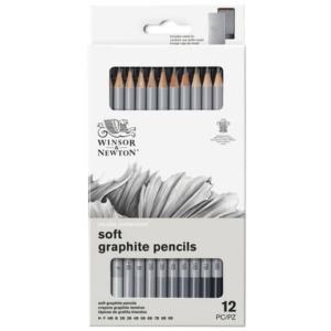 Scatola in metallo da 12 matite in grafite - durezze assortite Winsor&Newton Nero-0