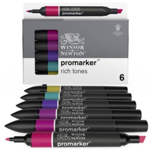 Set 6 pennarelli Promarker doppia punta fine-larga Winsor&Newton - assortiti colori forti-0