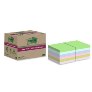 Foglietti riposizionabili Post-it®Super Sticky carta riciclata al 100% assortiti 76x76 mm - 12 blocchetti da 70 ff - Assortiti-0