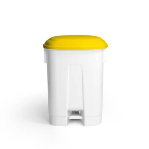 Pattumiera Bianca a pedale 2x30 litri - 50x36x68 cm TTS coperchio Giallo 00005748-0