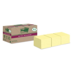 Foglietti riposizionabili Post-it® Super Sticky carta riciclata al 100% 76x76 mm Giallo Canary - 18 blocchetti da 70 ff-0