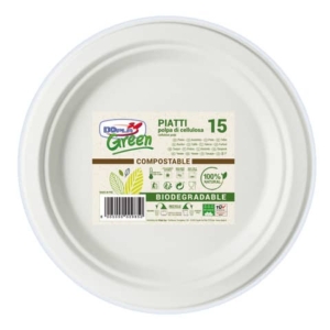 Piatti frutta monouso Bianchi in polpa di cellulosa Dopla Green d. 175 mm (conf.15)-0