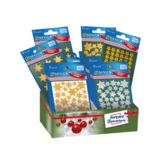 Stickers adesivi decorativi Natale bustine Avery mini stelle 52937 (conf.da 60)-0