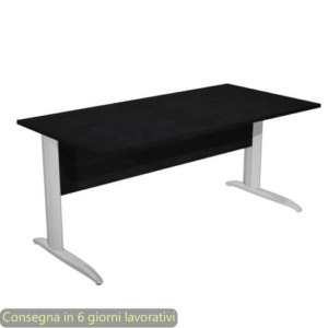 Scrivania piano Nero venato frassino 160x80xh.72 cm gamba a L in metallo effetto cromato Presto - 003K2/8/AR-0