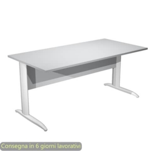 Scrivania piano Grigio 160x80xh.72 cm gamba a L in metallo Bianco opaco linea Presto Artexport - 003K2/9/AN-0