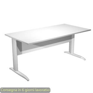 Scrivania piano Bianco 160x80xh.72 cm gamba a L in metallo Grigio alluminio linea Presto Artexport - 003K2/3/AA-0