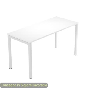 Scrivania piano Bianco 140x60xh.72,5 cm gamba a ponte in metallo Grigio linea Presto Venere Plus Artexport - 652/3-0