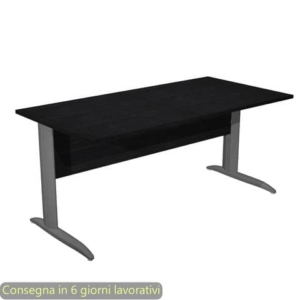 Scrivania piano Nero venato frassino 160x80xh.72 cm gamba a L in metallo Antracite opaco Presto - 003K2/8/AF-0