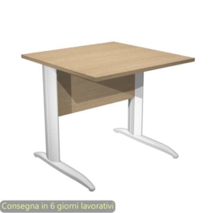 Scrivania piano Rovere 80x80xh.72 cm gamba a L in metallo Bianco opaco linea Presto Artexport - 001K2/C/AN-0