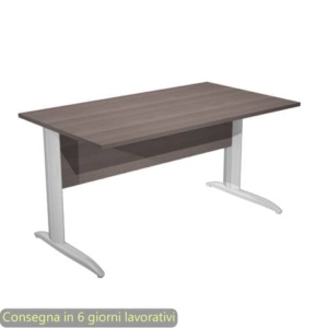 Scrivania piano Frassino toscano 140x80xh.72 cm gamba a L in metallo effetto cromato Presto - 002K2/F/AR-0