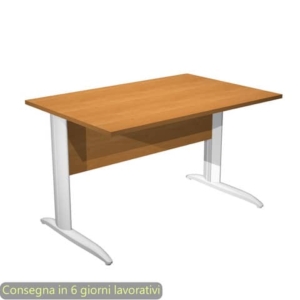 Scrivania piano Noce chiaro 120x80xh.72 cm gamba a L in metallo Bianco opaco linea Presto Artexport - 004K2/4/AN-0