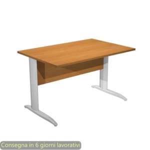 Scrivania piano Noce chiaro 120x80xh.72 cm gamba a L in metallo effetto cromato linea Presto Artexport - 004K2/4/AR-0
