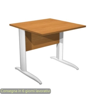 Scrivania piano Noce chiaro 80x80xh.72 cm gamba a L in metallo Bianco opaco linea Presto Artexport - 001K2/4/AN-0