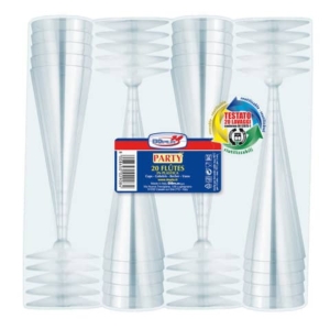Bicchieri Flutes Trasparenti in polistirene/diamant Dopla Reusable 120 ml - 22069 (conf.20)-0