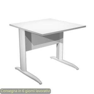 Scrivania piano Bianco 80x80xh.72 cm gamba a L in metallo Bianco opaco linea Presto Artexport - 001K2/3/AN-0