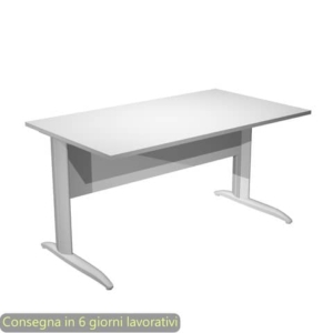 Scrivania piano Bianco 140x80xh.72 cm gamba a L in metallo Grigio alluminio linea Presto Artexport - 002K2/3/AA-0