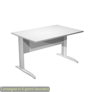 Scrivania piano Bianco 120x80xh.72 cm gamba a L in metallo Grigio alluminio linea Presto Artexport - 004K2/3/AA-0