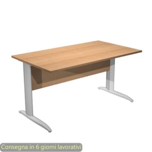 Scrivania piano Faggio 140x80xh.72 cm gamba a L in metallo Grigio alluminio linea Presto Artexport - 002K2/6/AA-0