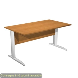 Scrivania piano Noce chiaro 140x80xh.72 cm gamba a L in metallo Bianco opaco linea Presto Artexport - 002K2/4/AN-0