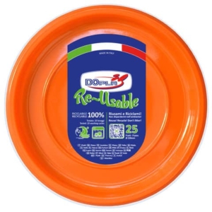 Piatti piani Arancioni in polistirene h.19 mm Dopla Reusable ø220 mm - 11740 (conf.25)-0