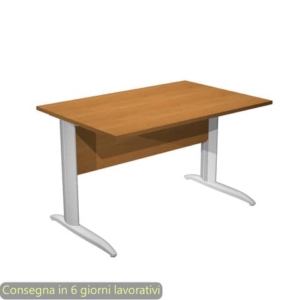 Scrivania piano Noce chiaro 120x80xh.72 cm gamba a L in metallo Grigio alluminio linea Presto Artexport - 004K2/4/AA-0