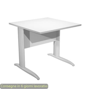 Scrivania piano Bianco 80x80xh.72 cm gamba a L in metallo effetto cromato linea Presto Artexport - 001K2/3/AR-0
