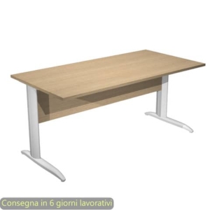 Scrivania piano Rovere 160x80xh.72 cm gamba a L in metallo Grigio alluminio linea Presto Artexport - 003K2/C/AA-0