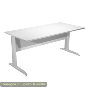 Scrivania piano Bianco 160x80xh.72 cm gamba a L in metallo effetto cromato linea Presto Artexport - 003K2/3/AR-0