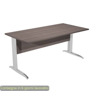 Scrivania piano Frassino toscano 160x80xh.72 cm gamba a L in metallo effetto cromato Presto - 003K2/F/AR-0