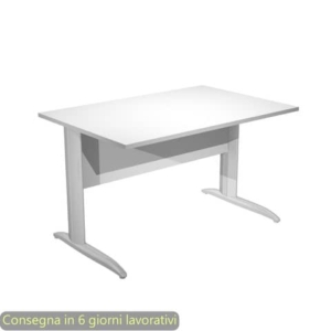 Scrivania piano Bianco 120x80xh.72 cm gamba a L in metallo effetto cromato linea Presto Artexport - 004K2/3/AR-0