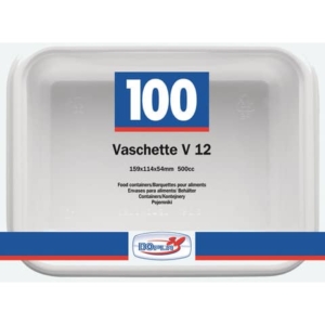 Vaschette Bianche V/12 in polistirene 155x115x52 mm Dopla Professional 600 ml - 7013 (conf.100)-0