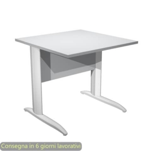 Scrivania piano Grigio 80x80xh.72 cm gamba a L in metallo Bianco opaco linea Presto Artexport - 001K2/9/AN-0