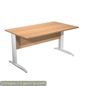Scrivania piano Faggio 140x80xh.72 cm gamba a L in metallo Bianco opaco linea Presto Artexport - 002K2/6/AN-0
