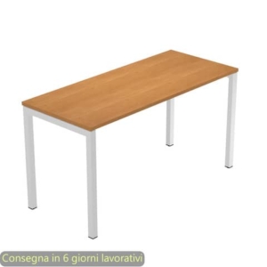 Scrivania piano Noce chiaro 140x60xh.72,5 cmgamba a ponte metallo Grigio linea Presto Venere Plus - 652/4-0
