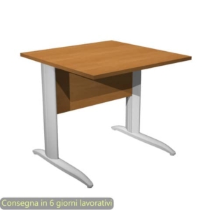 Scrivania piano Noce chiaro 80x80xh.72 cm gamba a L in metallo Grigio alluminio linea Presto Artexport - 001K2/4/AA-0
