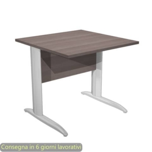 Scrivania piano Frassino toscano 80x80xh.72 cm gamba a L in metallo effetto cromato Presto - 001K2/F/AR-0