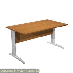 Scrivania piano Noce chiaro140x80xh.72 cm gamba a L in metallo Grigio alluminio linea Presto Artexport - 002K2/4/AA-0
