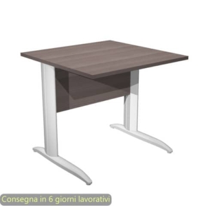 Scrivania piano Frassino toscano 80x80xh.72 cm gamba a L in metallo Bianco opaco Presto Artexport 001K2/F/AN-0