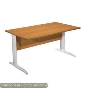Scrivania piano Noce chiaro 140x80xh.72 cm gamba a L in metallo effetto cromato linea Presto Artexport - 002K2/4/AR-0