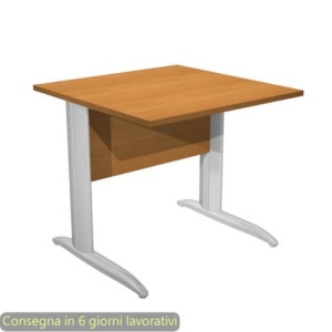 Scrivania piano Noce chiaro 80x80xh.72 cm gamba a L in metallo effetto cromato linea Presto Artexport - 001K2/4/AR-0