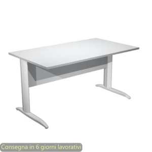 Scrivania piano Grigio 140x80xh.72 cm gamba a L in metallo Bianco opaco linea Presto Artexport - 002K2/9/AN-0