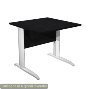 Scrivania piano Nero venato frassino 80x80xh.72 cm gamba a L in metallo Bianco opaco Presto Artexport 001K2/8/AN-0