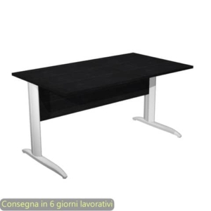 Scrivania piano Nero venato frassino 140x80xh.72 cm gamba a L in metallo Bianco opaco Presto Artexport 002K2/8/AN-0