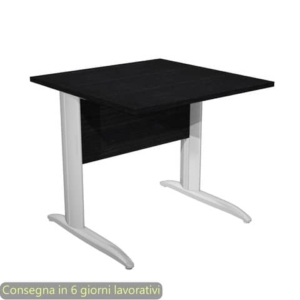 Scrivania piano Nero venato frassino 80x80xh.72 cm gamba a L in metallo effetto cromato Presto - 001K2/8/AR-0