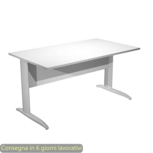 Scrivania piano Bianco 140x80xh.72 cm gamba a L in metallo effetto cromato linea Presto Artexport - 002K2/3/AR-0