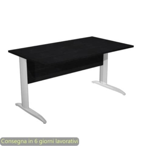 Scrivania piano Nero venato frassino 140x80xh.72 cm gamba a L in metallo effetto cromato Presto - 002K2/8/AR-0