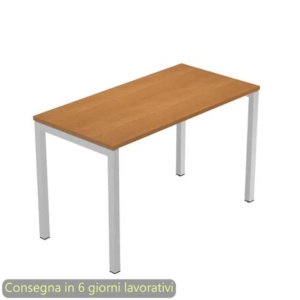 Scrivania piano Noce chiaro 120x60xh.72,5 cm gamba a ponte metallo Grigio linea Presto Venere Plus - 654/4-0